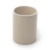 Round pen holder, leather, H 11 cm, D 8.5 cm, light grey