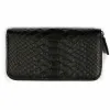 Wallet with Zip, python leather, large, black