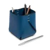 Square pen holder Stitch, leather, blue - 2
