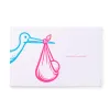 Greeting card stork good news  neon blue