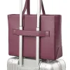Business Shopper Tote Bag – Aubergine Leather - 2