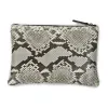 Pouch with Zip, python leather, small, black/white