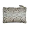 Pouch with Zip, python leather, small, grey