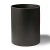 Round wastepaper bin, leather, H 30 cm, D 24 cm, dark grey