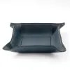 Valet tray square, leather, 20 x 20 cm, dark blue