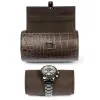 Watch Roll Case, 2 Watches, alligator-emb. leather, d-brown - 3